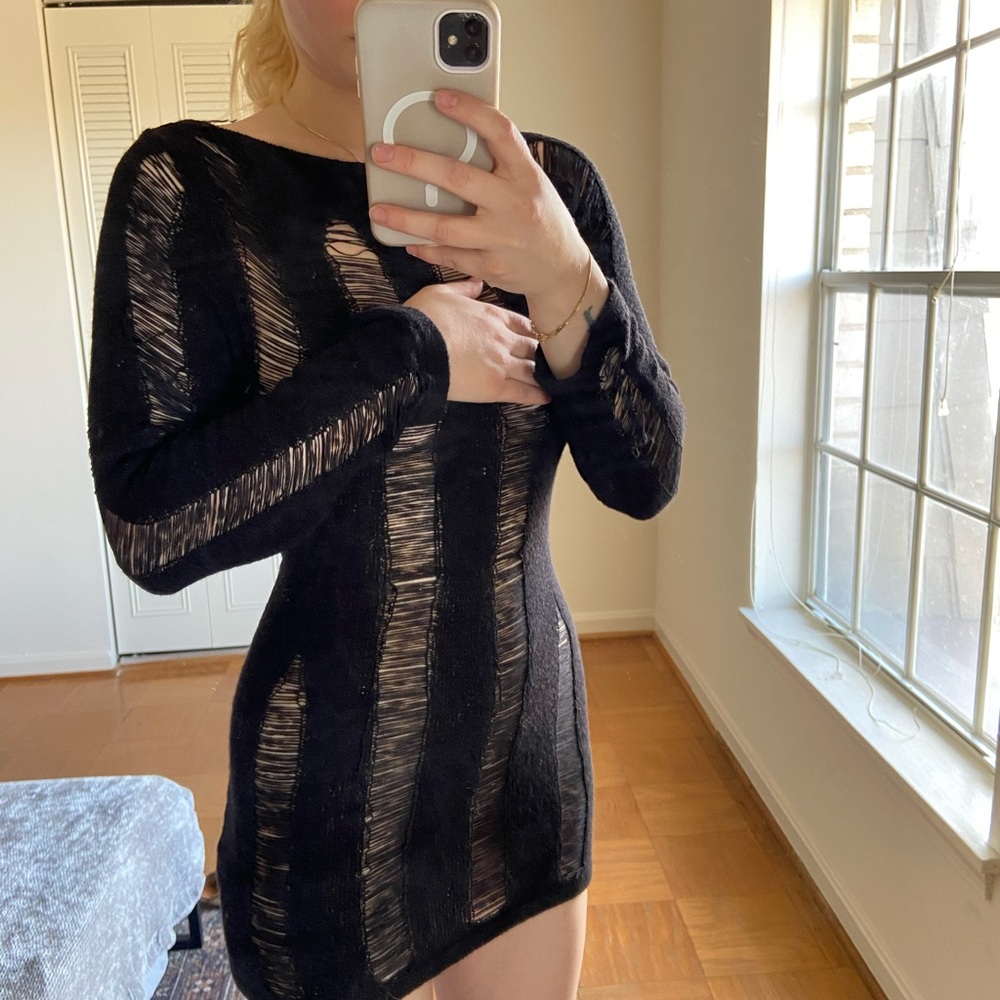 Black "rave" fashion black mini dress